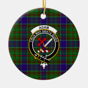 Adorno De Cerámica Clan escocés Adam Hunting Tartán y Escudo