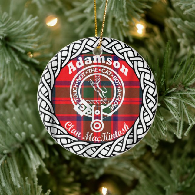Adorno De Cerámica Clan escocés Adamson Tartán y Escudo (Árbol)
