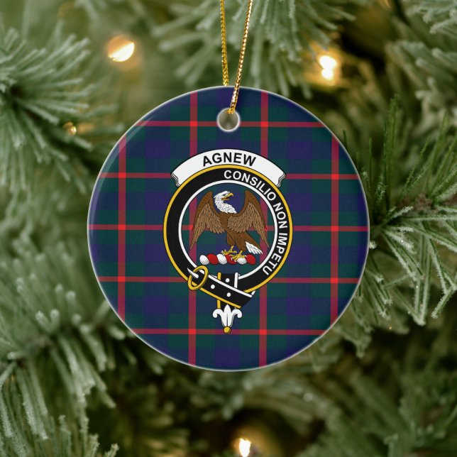 Adorno De Cerámica Clan escocés Agnew Tartán y Escudo (Árbol)