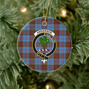 Adorno De Cerámica Clan escocés Anderson Modern Tartán y Escudo