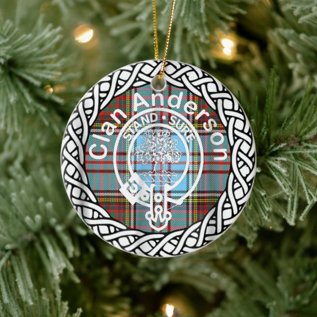 Adorno De Cerámica Clan escocés Anderson Tartán y Escudo (Árbol)