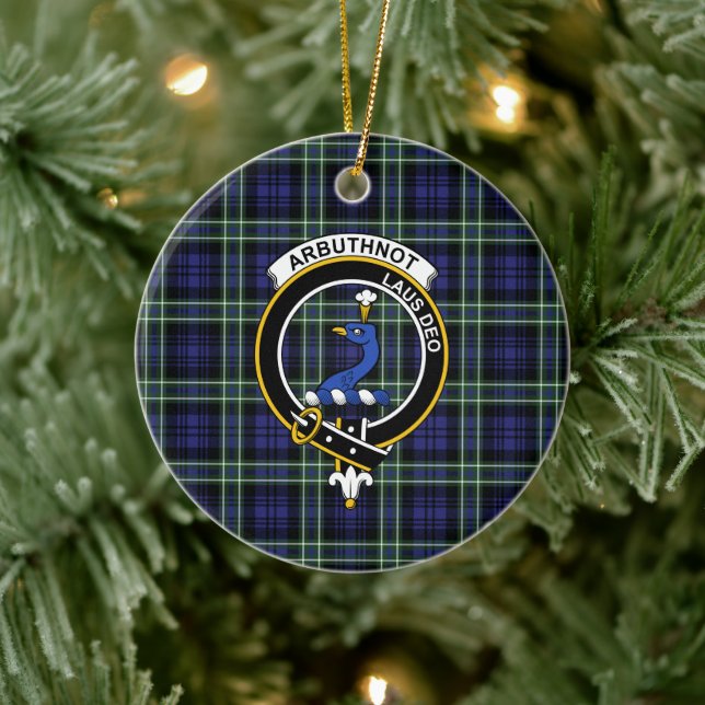 Adorno De Cerámica Clan escocés Arbuthnot Tartán y Escudo (Árbol)