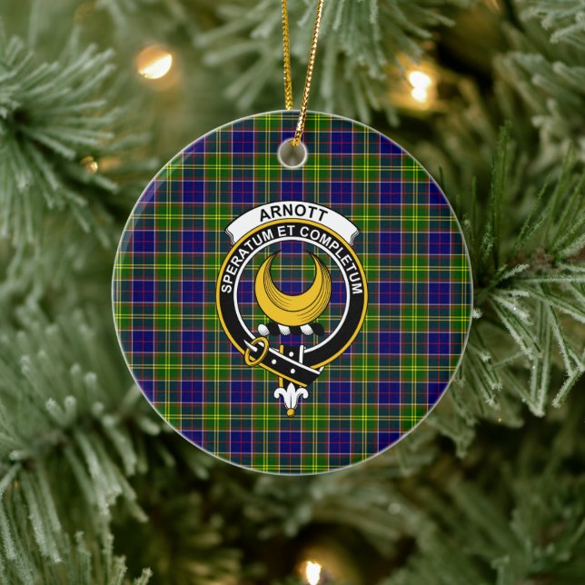 Adorno De Cerámica Clan escocés Arnott Tartán y Escudo (Árbol)