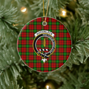 Adorno De Cerámica Clan escocés Auchinleck Tartán y Escudo