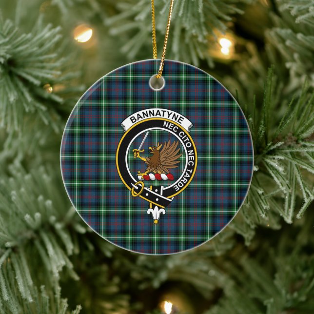 Adorno De Cerámica Clan escocés Bannatyne Tartán y Escudo (Árbol)