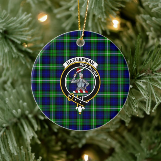 Adorno De Cerámica Clan escocés Bannerman Tartán y Escudo (Árbol)