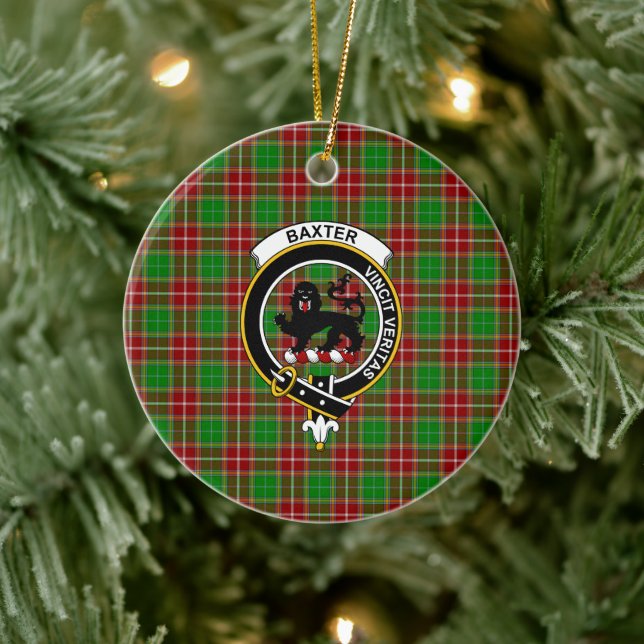 Adorno De Cerámica Clan escocés Baxter Tartán moderno y Escudo (Árbol)
