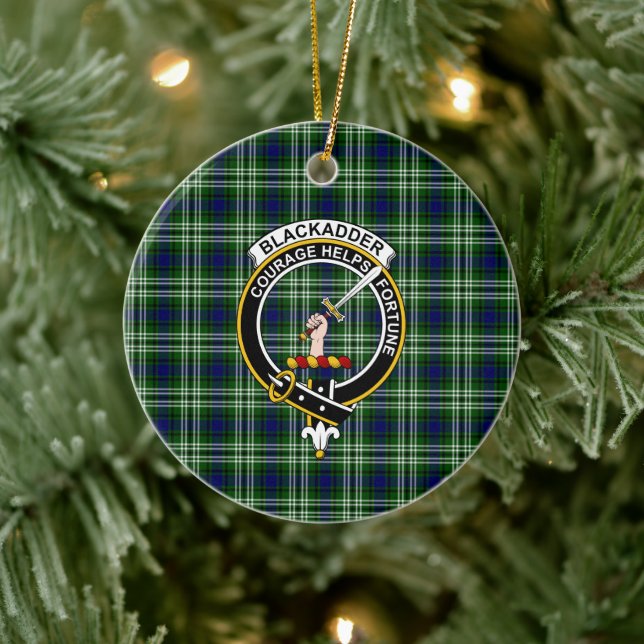 Adorno De Cerámica Clan escocés Blackadder Tartán y Escudo (Árbol)