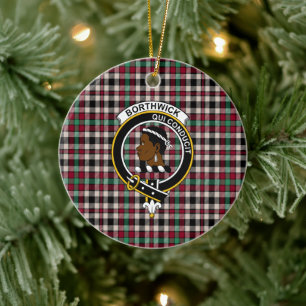 Adorno De Cerámica Clan escocés Borthwick Tartán y Escudo
