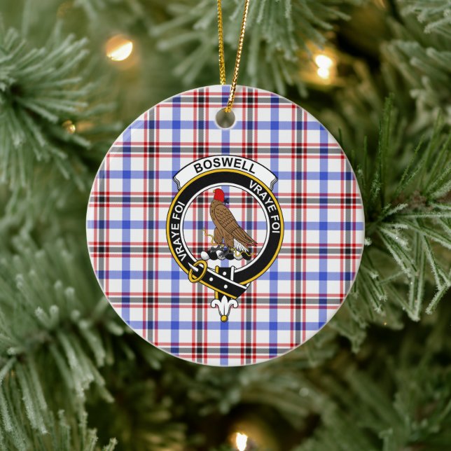 Adorno De Cerámica Clan escocés Boswell Modern Tartán y Escudo (Árbol)