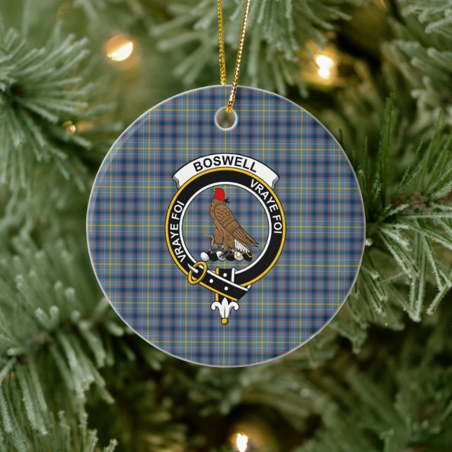Adorno De Cerámica Clan escocés Boswell Tartán y Escudo (Árbol)