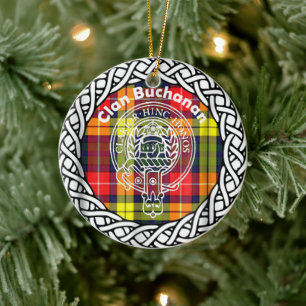 Adorno De Cerámica Clan escocés Buchanan Tartán y Escudo