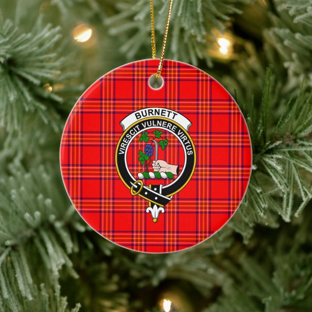 Adorno De Cerámica Clan escocés Burnett Tartán moderno y Escudo (Árbol)