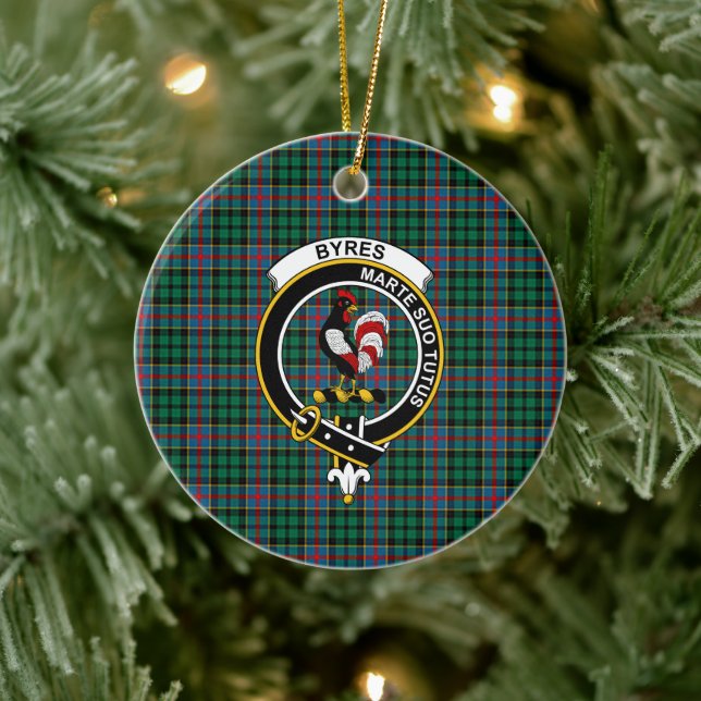Adorno De Cerámica Clan escocés Byres Tartán y Escudo (Árbol)