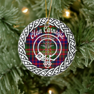 Adorno De Cerámica Clan escocés Carnegie Tartán y Escudo
