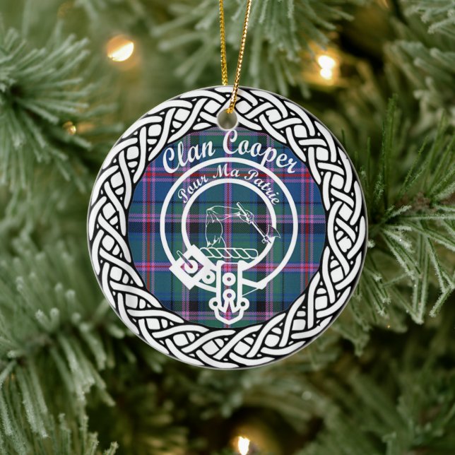 Adorno De Cerámica Clan escocés Cooper Tartán y Escudo (Árbol)