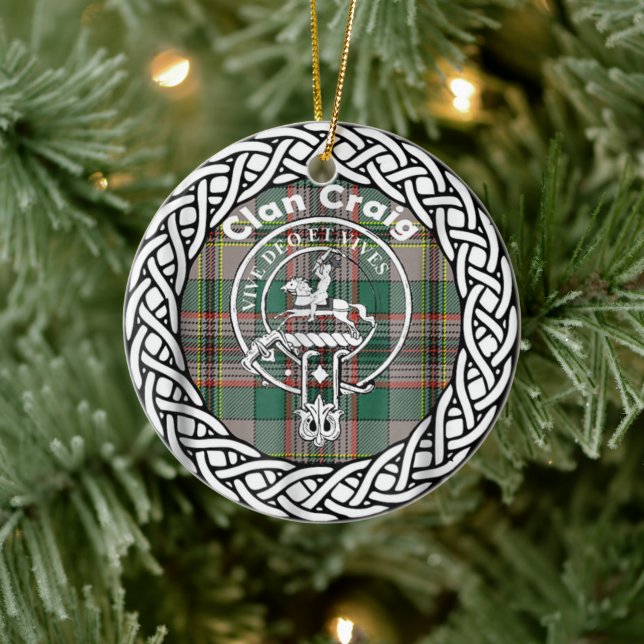 Adorno De Cerámica Clan escocés Craig Tartán y Escudo (Árbol)