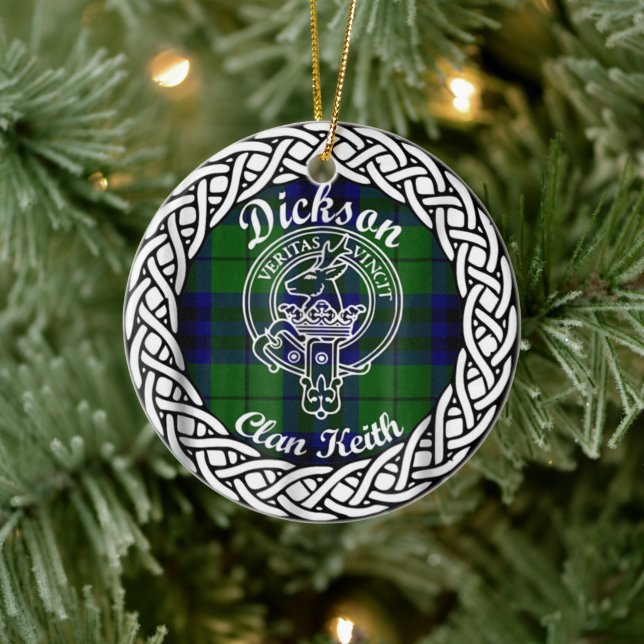 Adorno De Cerámica Clan escocés Dickson Tartán y Escudo (Árbol)
