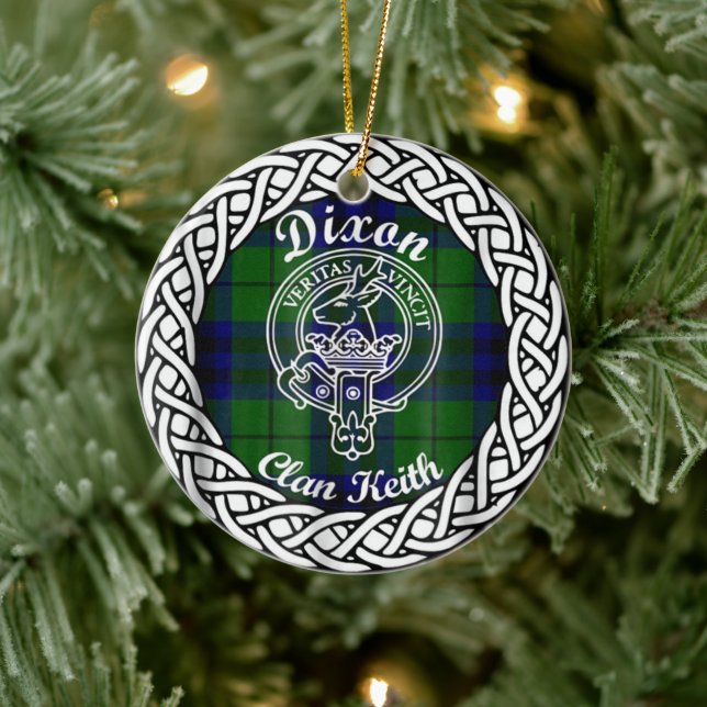 Adorno De Cerámica Clan escocés Dixon Tartán y Escudo (Árbol)