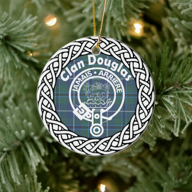 Adorno De Cerámica Clan escocés Douglas Tartán y Escudo (Árbol)