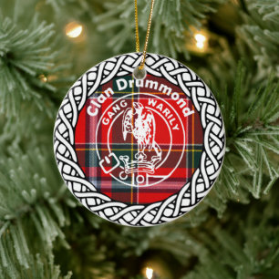Adorno De Cerámica Clan escocés Drummond Tartán y Escudo