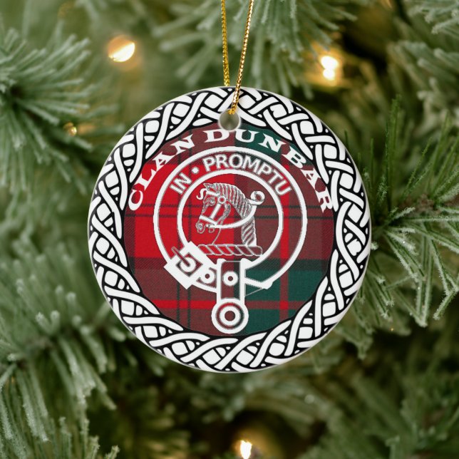 Adorno De Cerámica Clan escocés Dunbar Tartán y Escudo (Árbol)