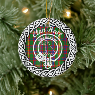 Adorno De Cerámica Clan escocés Hall Tartán y Escudo