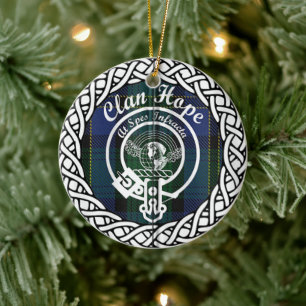 Adorno De Cerámica Clan escocés Hope Tartán y Escudo