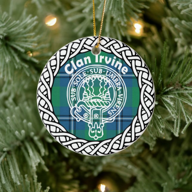 Adorno De Cerámica Clan escocés Irvine Tartán y Escudo (Árbol)
