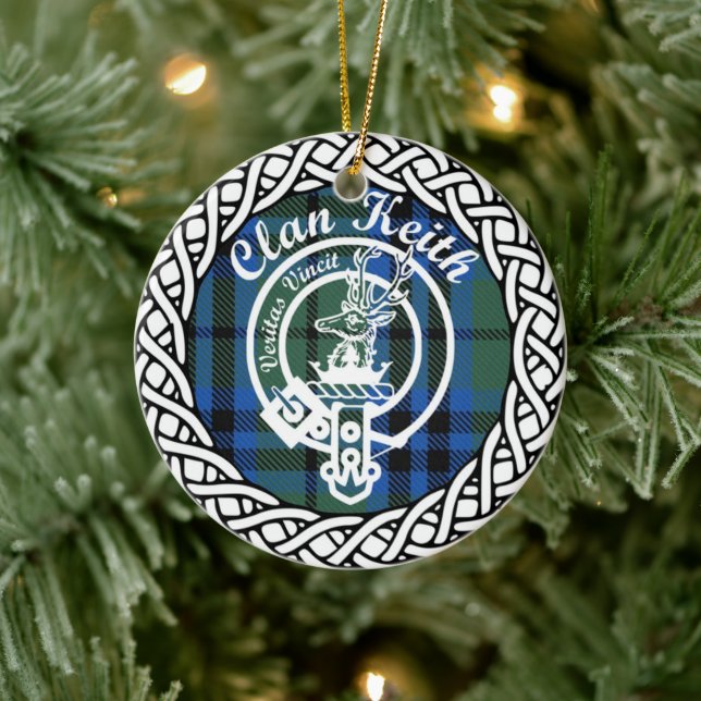 Adorno De Cerámica Clan escocés Keith Tartán y Escudo (Árbol)