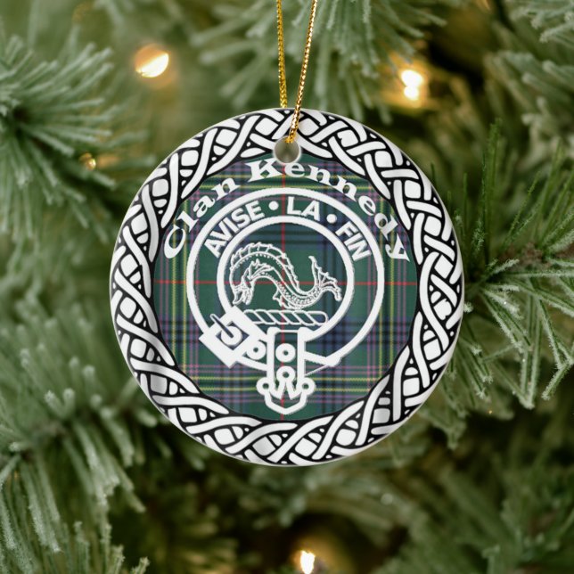 Adorno De Cerámica Clan escocés Kennedy Tartán y Escudo (Árbol)