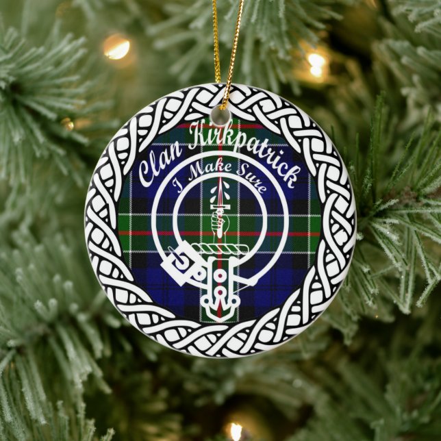 Adorno De Cerámica Clan escocés Kirkpatrick Tartán y Escudo (Árbol)