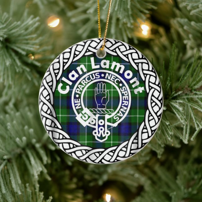 Adorno De Cerámica Clan escocés Lamont Tartán y Escudo (Árbol)