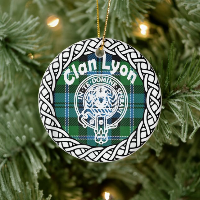 Adorno De Cerámica Clan escocés Lyon Tartán y Escudo (Árbol)