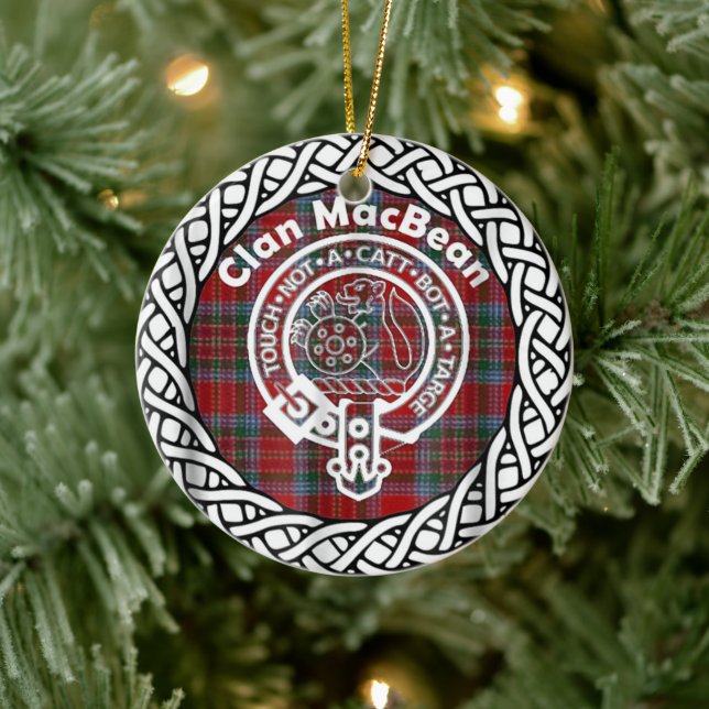 Adorno De Cerámica Clan escocés MacBean Tartán y Escudo (Árbol)