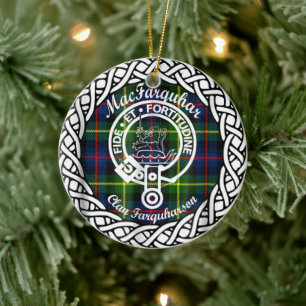 Adorno De Cerámica Clan escocés MacFarquhar Tartán y Escudo