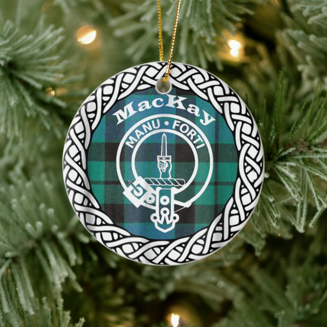 Adorno De Cerámica Clan escocés MacKay Tartán y Escudo (Árbol)