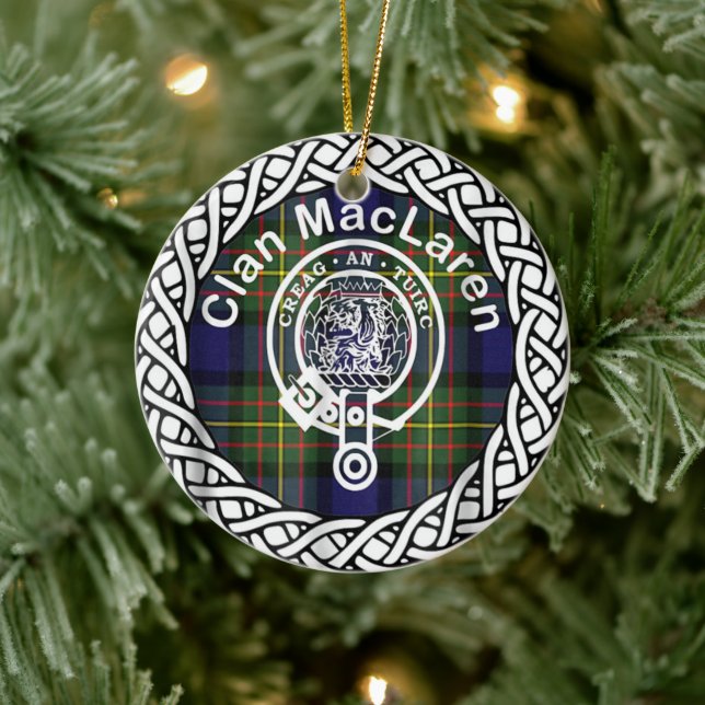Adorno De Cerámica Clan escocés MacLaren Tartán y Escudo (Árbol)