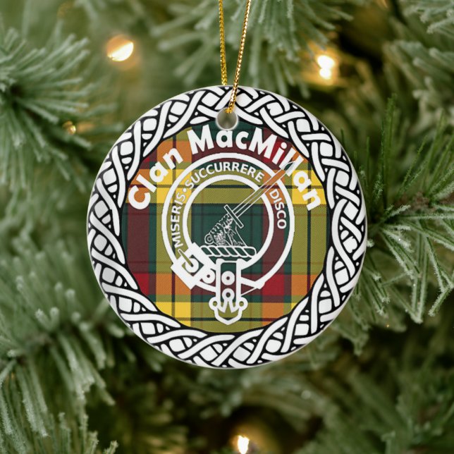 Adorno De Cerámica Clan escocés MacMillan Tartán y Escudo (Árbol)