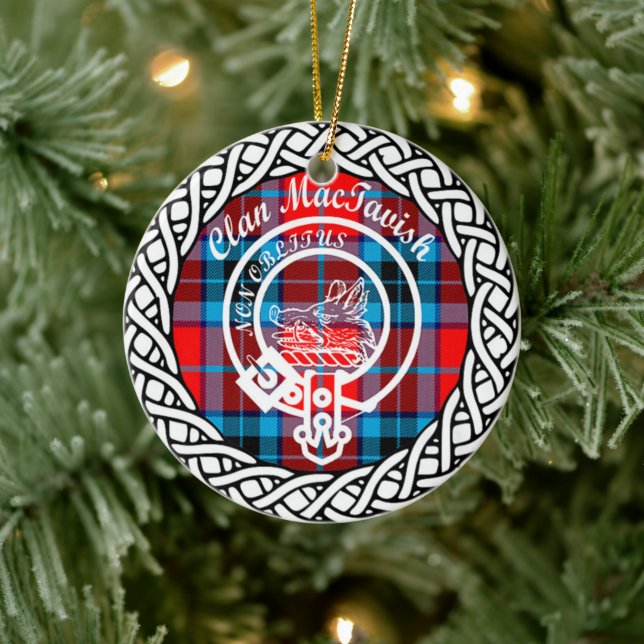 Adorno De Cerámica Clan escocés MacTavish Tartán y Escudo (Árbol)