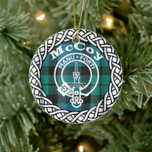 Adorno De Cerámica Clan escocés McCoy Tartán y Escudo