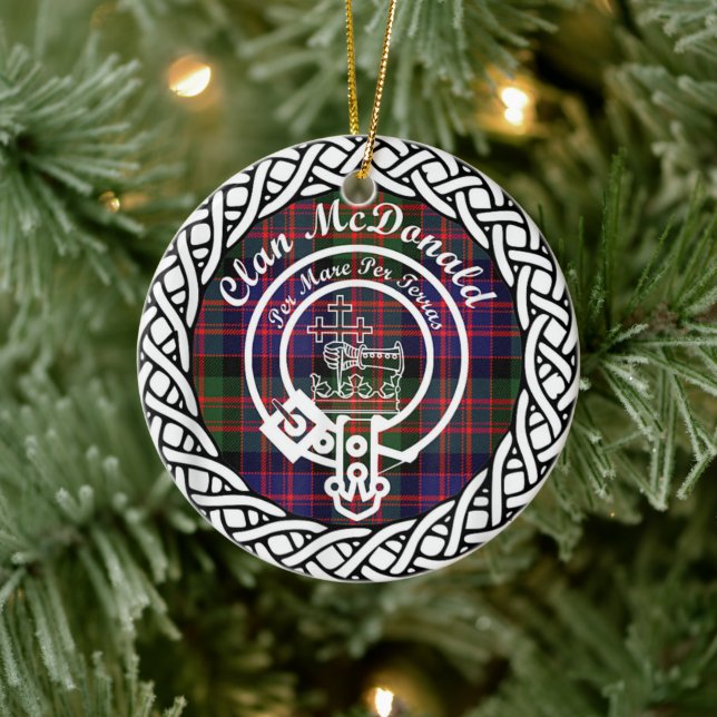 Adorno De Cerámica Clan escocés McDonald Tartán y Escudo (Árbol)