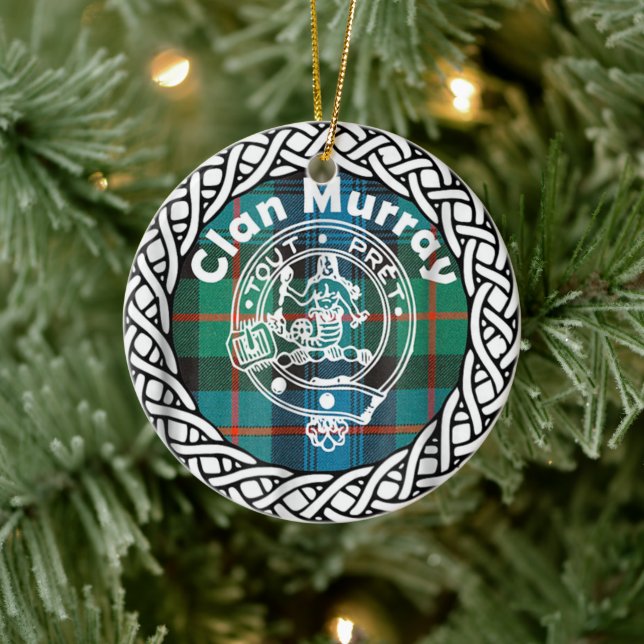 Adorno De Cerámica Clan escocés Murray Tartán y Escudo (Árbol)