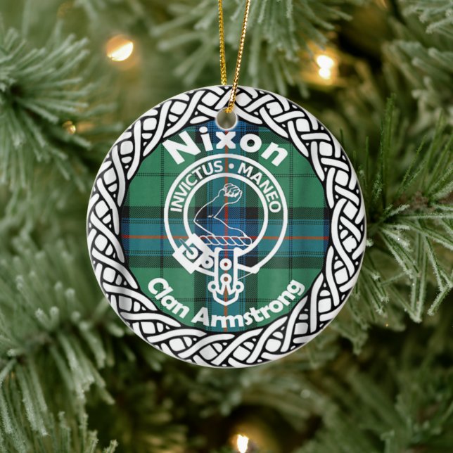 Adorno De Cerámica Clan escocés Nixon Tartán y Escudo (Árbol)