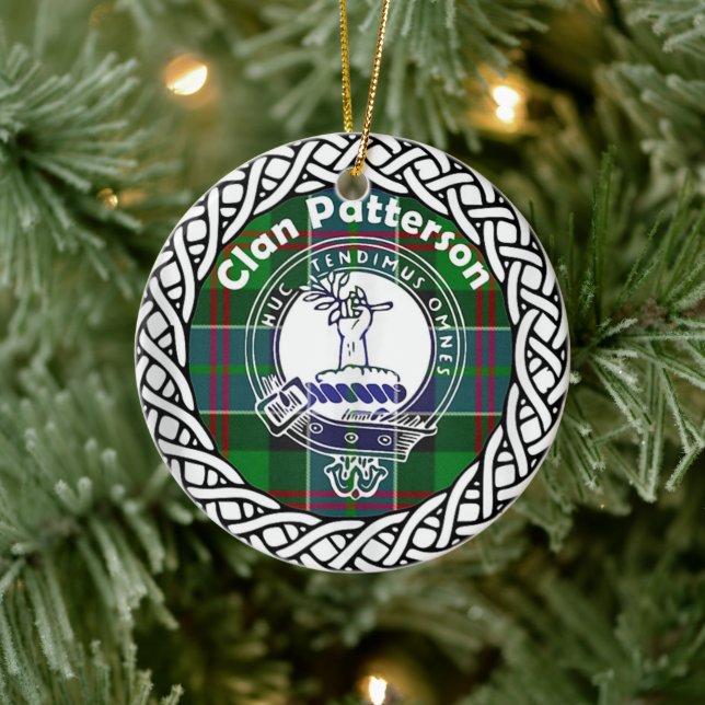 Adorno De Cerámica Clan escocés Patterson Tartán y Escudo (Árbol)
