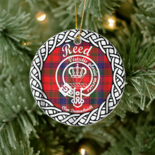 Adorno De Cerámica Clan escocés Reed Tartán y Escudo