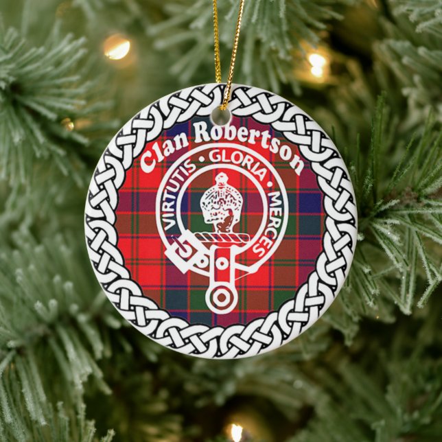 Adorno De Cerámica Clan escocés Robertson Tartán y Escudo (Árbol)
