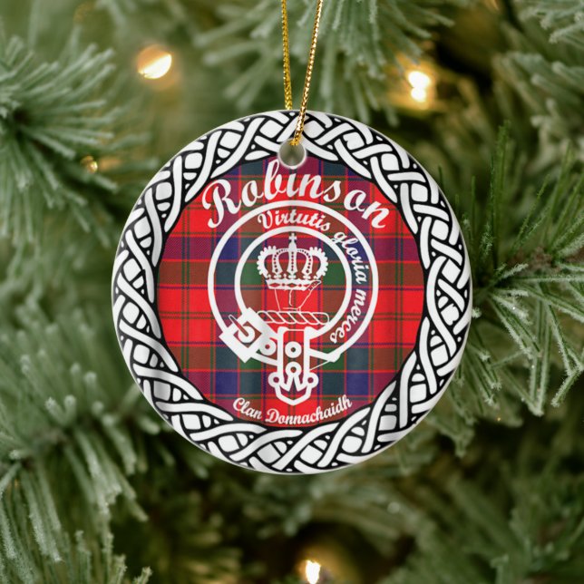 Adorno De Cerámica Clan escocés Robinson Tartán y Escudo (Árbol)