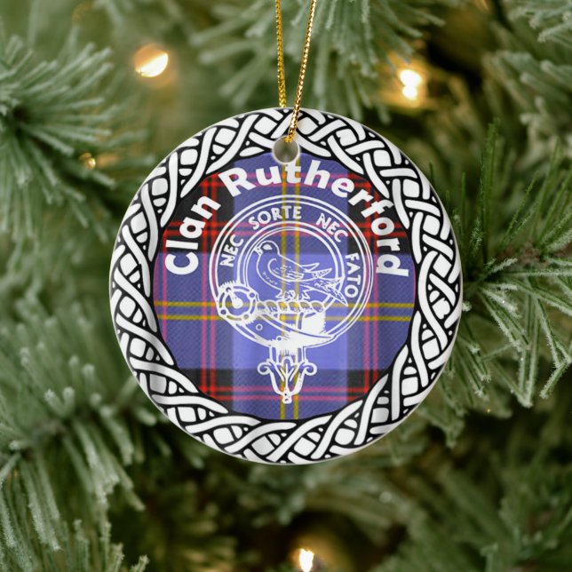 Adorno De Cerámica Clan escocés Rutherford Tartán y Escudo (Árbol)
