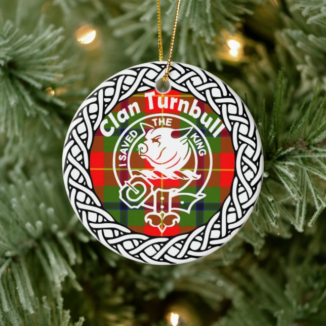 Adorno De Cerámica Clan escocés Turnbull Tartán y Escudo (Árbol)